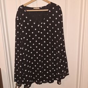 Sheer Black and White Polka Dot Blouse